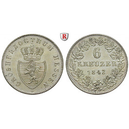 Hessen, Hessen-Darmstadt, Ludwig II., 6 Kreuzer 1842, vz