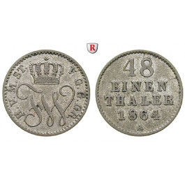 Mecklenburg, Mecklenburg-Strelitz, Friedrich Wilhelm, 1/48 Taler 1864, ss-vz