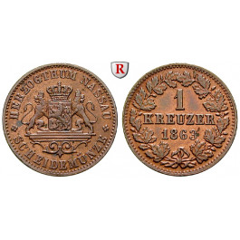 Nassau, Herzogtum Nassau, Adolph, Kreuzer 1863, vz