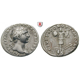 Römische Kaiserzeit, Traianus, Denar 103-111, ss+