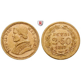 Vatikan, Pius IX., 2 1/2 Scudi 1857, 3,89 g fein, vz+