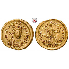 Römische Kaiserzeit, Theodosius II., Solidus 408-419, ss+