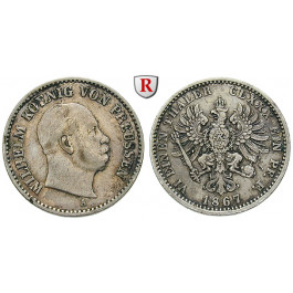 Brandenburg-Preussen, Königreich Preussen, Wilhelm I., 1/6 Taler 1867, ss