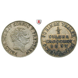 Brandenburg-Preussen, Königreich Preussen, Friedrich Wilhelm IV., 1/2 Silbergroschen 1851, ss-vz