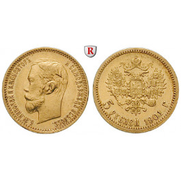 Russland, Nikolaus II., 5 Rubel 1901, 3,87 g fein, ss-vz/vz