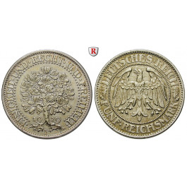 Weimarer Republik, 5 Reichsmark 1929, Eichbaum, F, f.vz, J. 331