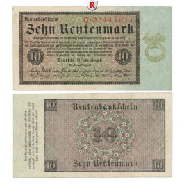 Deutsche Rentenbank 1923-1937, 10 Rentenmark 01.11.1923, II-, Rb. 157