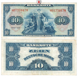 Bundesrepublik Deutschland, 10 DM 1948, II-, Rb. 238