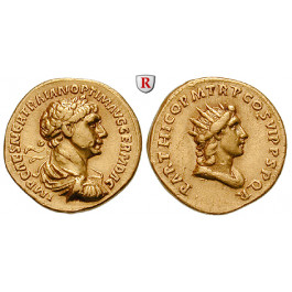 Römische Kaiserzeit, Traianus, Aureus 114-117, f.vz