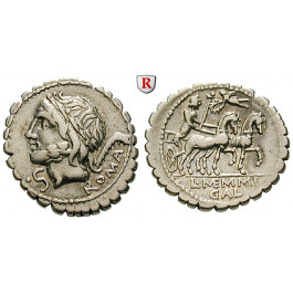 Römische Republik, L. Memmius Galeria, Denar, serratus 106 v.Chr., ss+