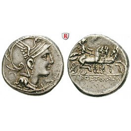 Römische Republik, Appius Claudius Pulcher, T. Manlius Mancinus, und Q. Urbinus, Denar 111-110 v.Chr., ss+