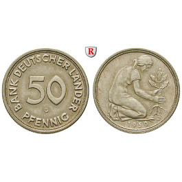 Bundesrepublik Deutschland, 50 Pfennig 1950, Bank Deutscher Länder, G, vz, J. 379