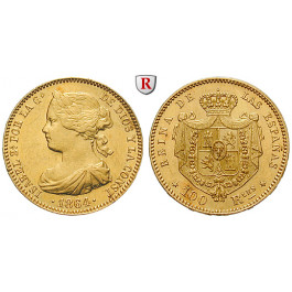 Spanien, Isabella II., 100 Reales 1864, 7,52 g fein, vz