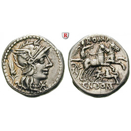 Römische Republik, Cn. Domitius Ahenobarbus, Denar 128 v.Chr., f.vz