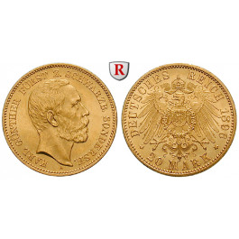 Deutsches Kaiserreich, Schwarzburg-Sondershausen, Karl Günther, 20 Mark 1896, A, vz-st, J. 287