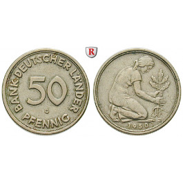 Bundesrepublik Deutschland, 50 Pfennig 1950, G, ss+, J. 379