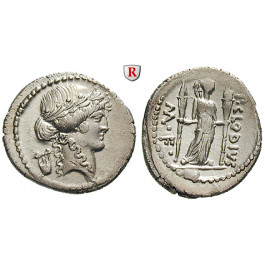 Römische Republik, P. Clodius, Denar 42 v.Chr., vz/ss-vz