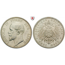 Deutsches Kaiserreich, Lippe, Leopold IV., 3 Mark 1913, A, vz/vz+, J. 79
