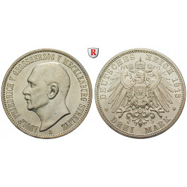 Deutsches Kaiserreich, Mecklenburg-Strelitz, Adolf Friedrich V., 3 Mark 1913, A, 15,0 g fein, vz/vz-st, J. 92