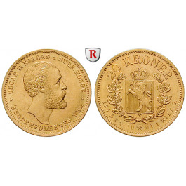 Norwegen, Oskar II., 20 Kroner 1902, vz-st