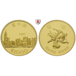 Hong Kong, Unter China, 1000 Dollars 1997, 14,64 g fein, PP