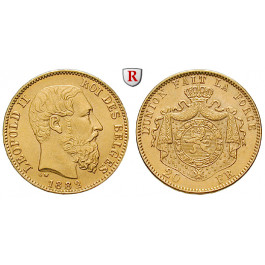 Belgien, Königreich, Leopold II., 20 Francs 1882, vz/vz-st