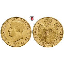 Italien, Königreich, Napoleon I., 40 Lire 1809, 11,61 g fein, ss+