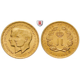 Luxemburg, Charlotte, 20 Francs (Medaille) 1953, 5,81 g fein, vz-st
