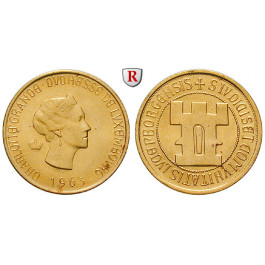 Luxemburg, Charlotte, 20 Francs (Medaille) 1963, 5,81 g fein, vz-st