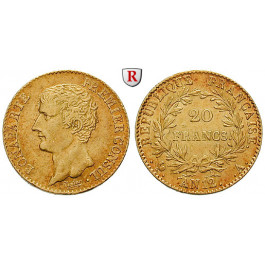 Frankreich, Napoleon I. (Kaiser), 20 Francs 1803-1804 (AN 12), 5,81 g fein, ss-vz
