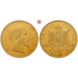 Frankreich, Napoleon III., 100 Francs 1857, 29,03 g fein, ss+/ss-vz