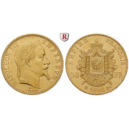 Frankreich, Napoleon III., 50 Francs 1866, 14,52 g fein, ss-vz/vz