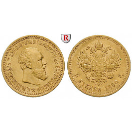 Russland, Alexander III., 5 Rubel 1890, 5,81 g fein, ss-vz