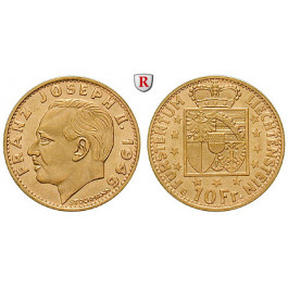 Liechtenstein, Franz Josef II., 10 Franken 1946, 2,9 g fein, f.st