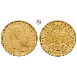 Deutsches Kaiserreich, Württemberg, Wilhelm II., 10 Mark 1905, F, ss-vz, J. 295