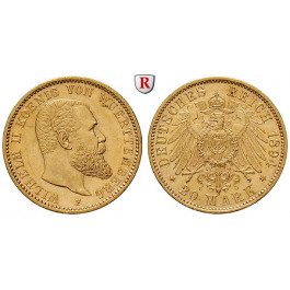 Deutsches Kaiserreich, Württemberg, Wilhelm II., 20 Mark 1894, F, vz, J. 296