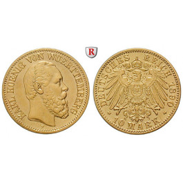 Deutsches Kaiserreich, Württemberg, Karl, 10 Mark 1890, F, ss+, J. 294