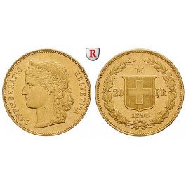 Schweiz, Eidgenossenschaft, 20 Franken 1893, 5,81 g fein, ss-vz/vz