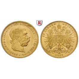 Österreich, Kaiserreich, Franz Joseph I., 20 Kronen 1897, 6,09 g fein, f.vz/vz+