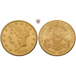 USA, 20 Dollars 1907, 30,09 g fein, ss-vz