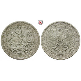 Deutsches Kaiserreich, Preussen, Wilhelm II., 3 Mark 1915, Mansfeld, A, vz/vz+, J. 115