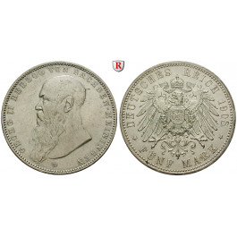 Deutsches Kaiserreich, Sachsen-Meiningen, Georg II., 5 Mark 1908, kurzer Bart, D, ss-vz/vz-st, J. 153b