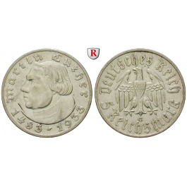 Drittes Reich, 5 Reichsmark 1933, Luther, G, ss, J. 353
