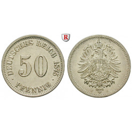 Deutsches Kaiserreich, 50 Pfennig 1875, C, vz/vz-st, J. 7