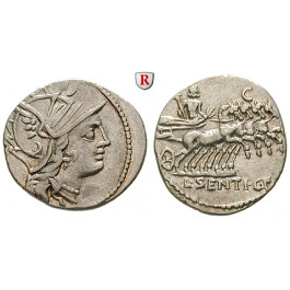 Römische Republik, L. Sentius, Denar 101 v.Chr., ss-vz
