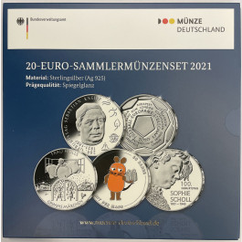 Bundesrepublik Deutschland, 20 Euro 2021, 5 x 20 Euro 2021, PP