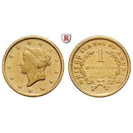 USA, Dollar 1854, 1,5 g fein, ss
