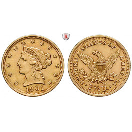 USA, 2 1/2 Dollars 1901, 3,76 g fein, vz
