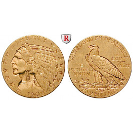 USA, 5 Dollars 1909, 7,52 g fein, ss-vz