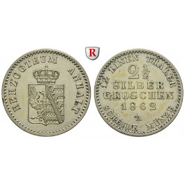 Anhalt, Anhalt-Bernburg, Alexander Carl, 2 1/2 Silbergroschen 1862, vz